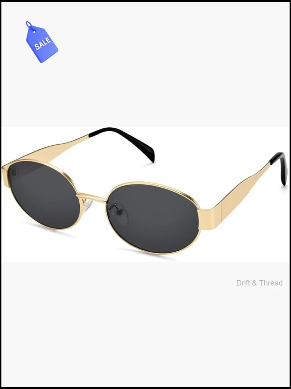 Retro Oval Gold Frame Sunglasses Womens UV400 Protection